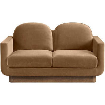 Diviento 63" Saddle Velvet Performance Fabric Upholstered Loveseat