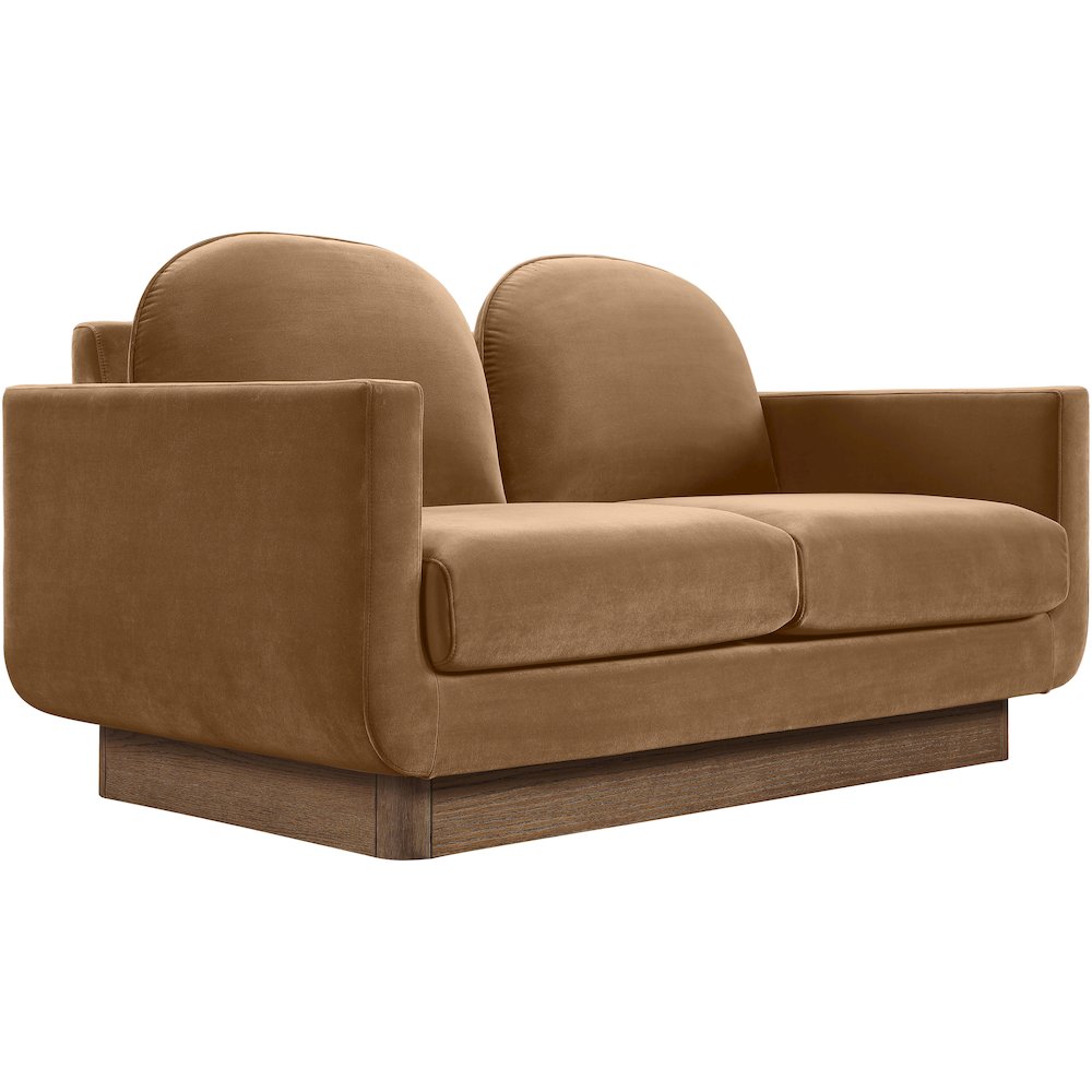 Diviento 63" Saddle Velvet Performance Fabric Upholstered Loveseat