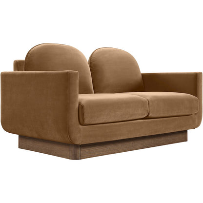Diviento 63" Saddle Velvet Performance Fabric Upholstered Loveseat