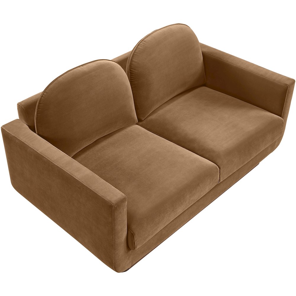 Diviento 63" Saddle Velvet Performance Fabric Upholstered Loveseat