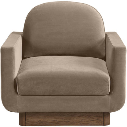 Diviento Taupe Velvet Performance Fabric Upholstered Accent Chair