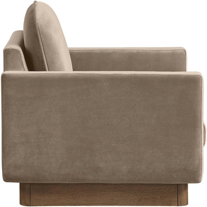 Diviento Taupe Velvet Performance Fabric Upholstered Accent Chair