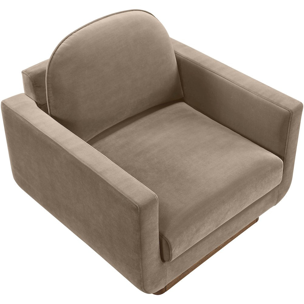 Diviento Taupe Velvet Performance Fabric Upholstered Accent Chair