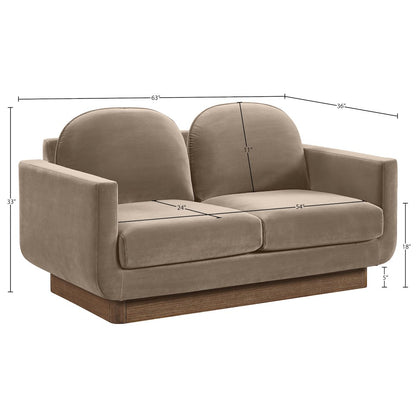 Diviento 63" Taupe Velvet Performance Fabric Upholstered Loveseat