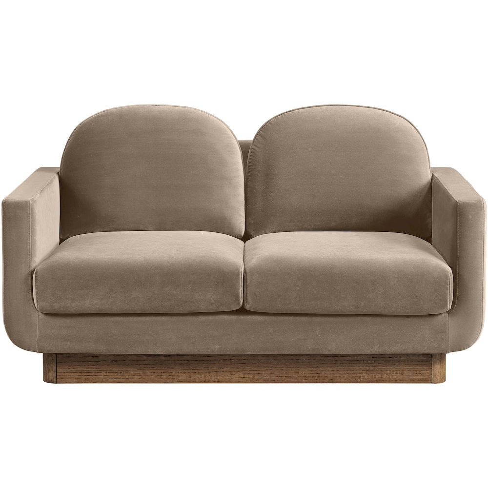 Diviento 63" Taupe Velvet Performance Fabric Upholstered Loveseat