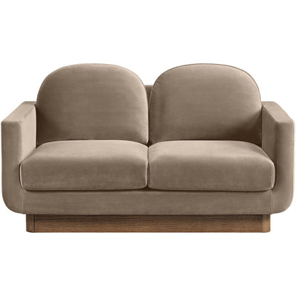 Diviento 63" Taupe Velvet Performance Fabric Upholstered Loveseat