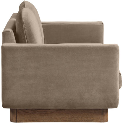 Diviento 63" Taupe Velvet Performance Fabric Upholstered Loveseat