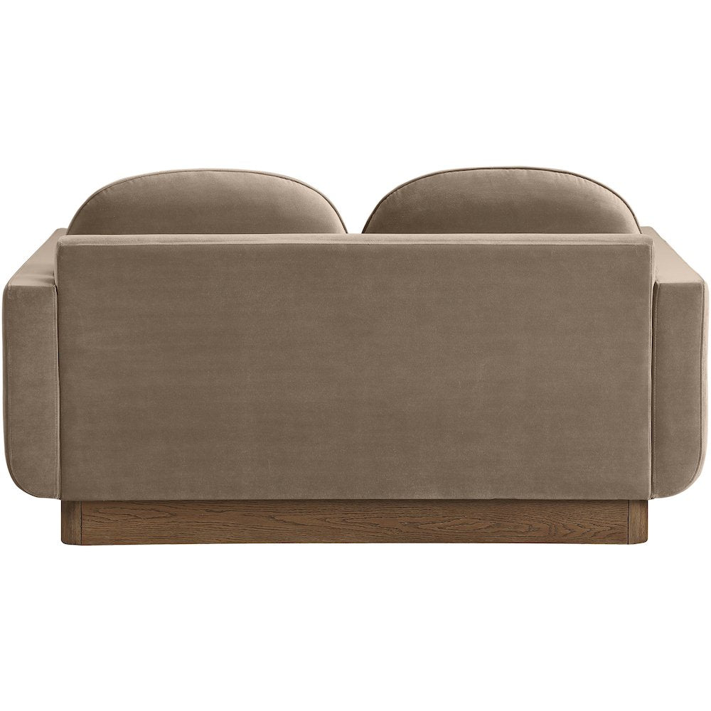 Diviento 63" Taupe Velvet Performance Fabric Upholstered Loveseat
