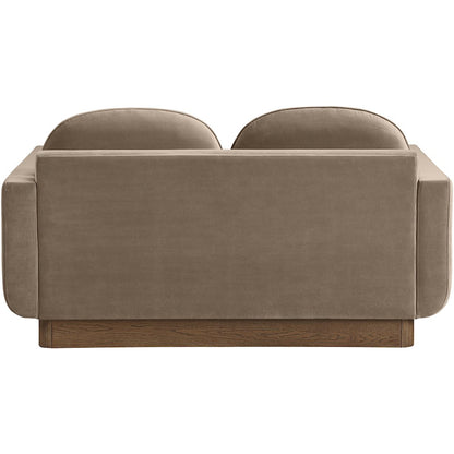Diviento 63" Taupe Velvet Performance Fabric Upholstered Loveseat