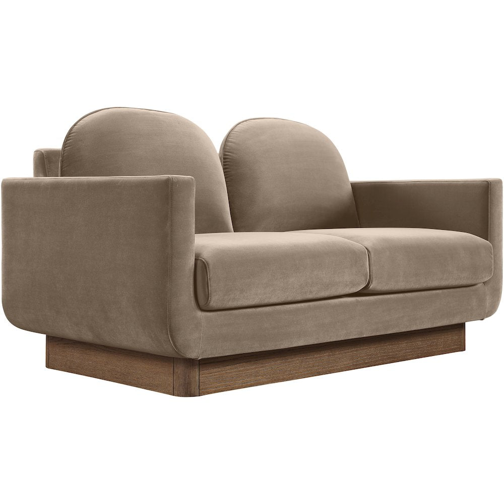 Diviento 63" Taupe Velvet Performance Fabric Upholstered Loveseat