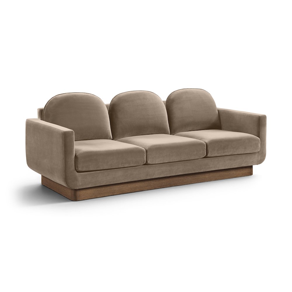 Diviento 89" Taupe Velvet Performance Fabric Upholstered Sofa