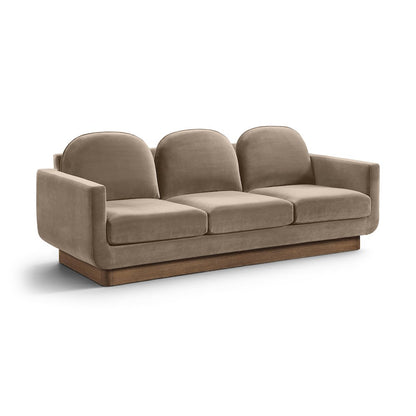 Diviento 89" Taupe Velvet Performance Fabric Upholstered Sofa