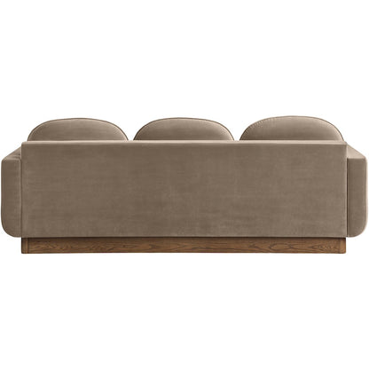 Diviento 89" Taupe Velvet Performance Fabric Upholstered Sofa