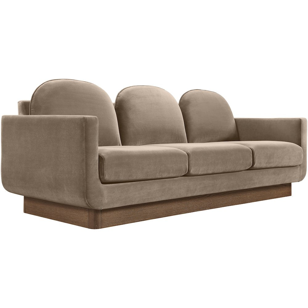 Diviento 89" Taupe Velvet Performance Fabric Upholstered Sofa