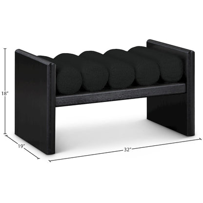 Waverly Black Boucle Fabric Bench