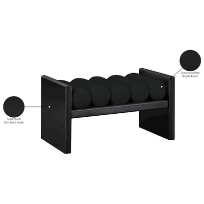Waverly Black Boucle Fabric Bench