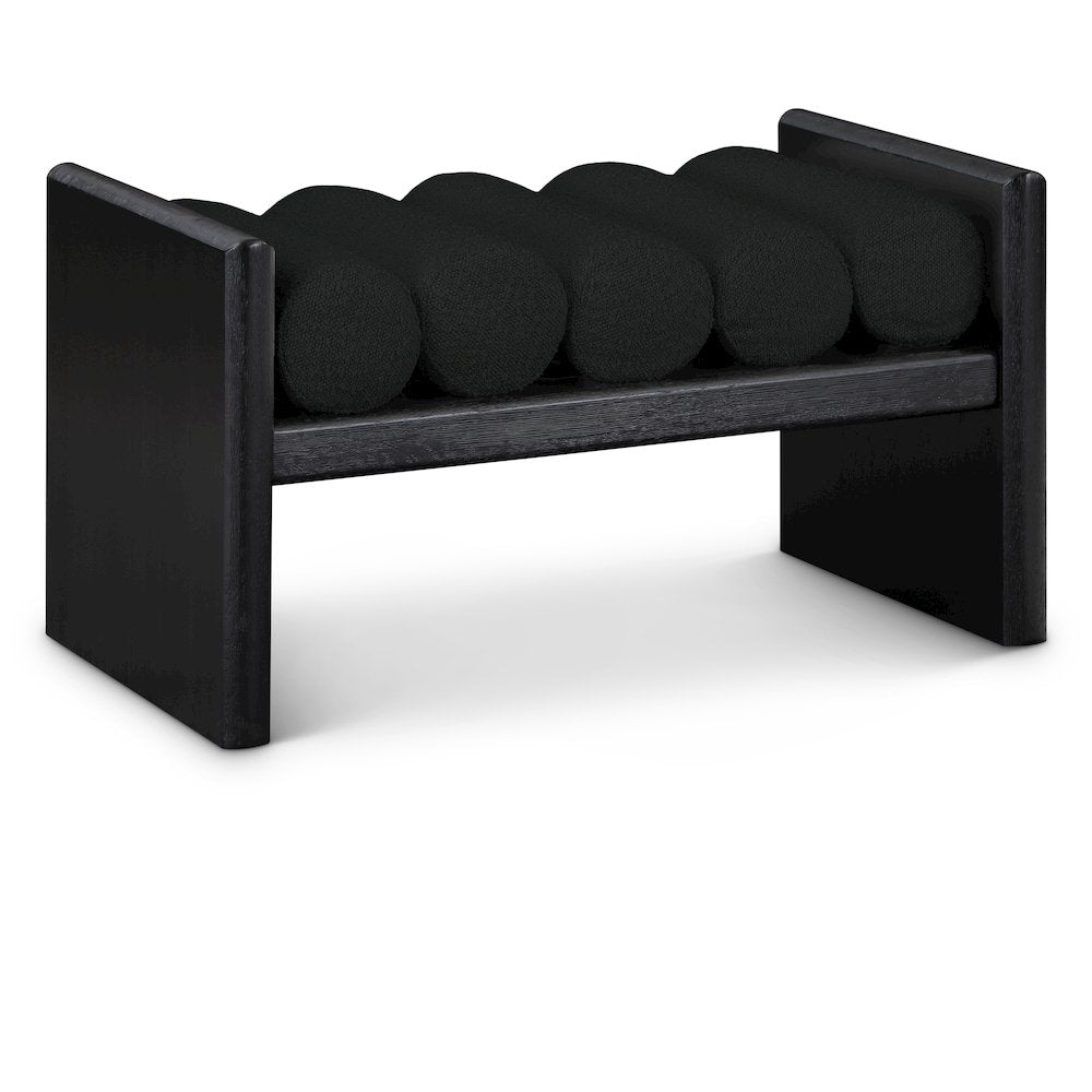Waverly Black Boucle Fabric Bench
