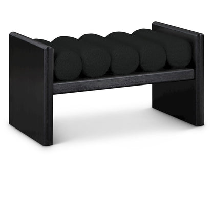 Waverly Black Boucle Fabric Bench