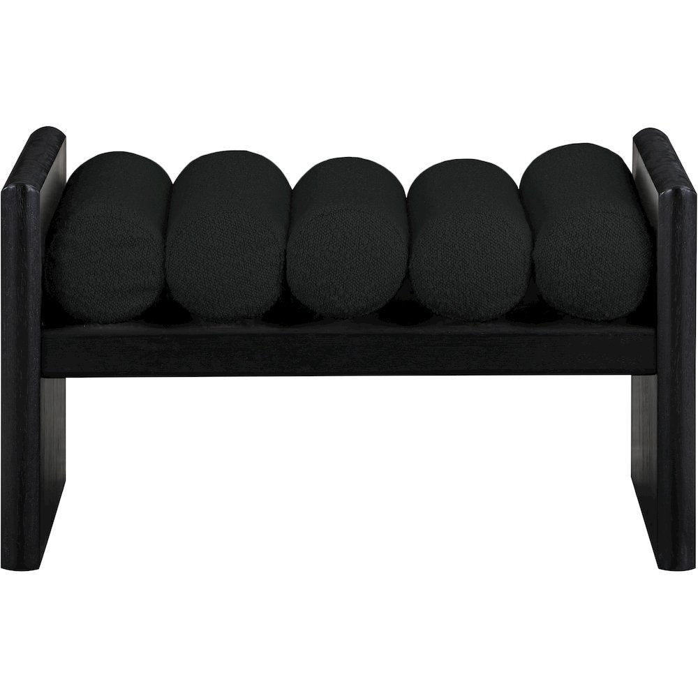 Waverly Black Boucle Fabric Bench