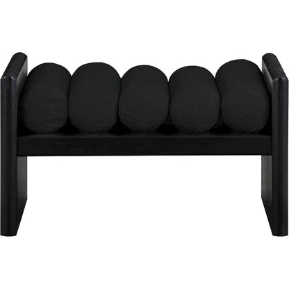 Waverly Black Boucle Fabric Bench