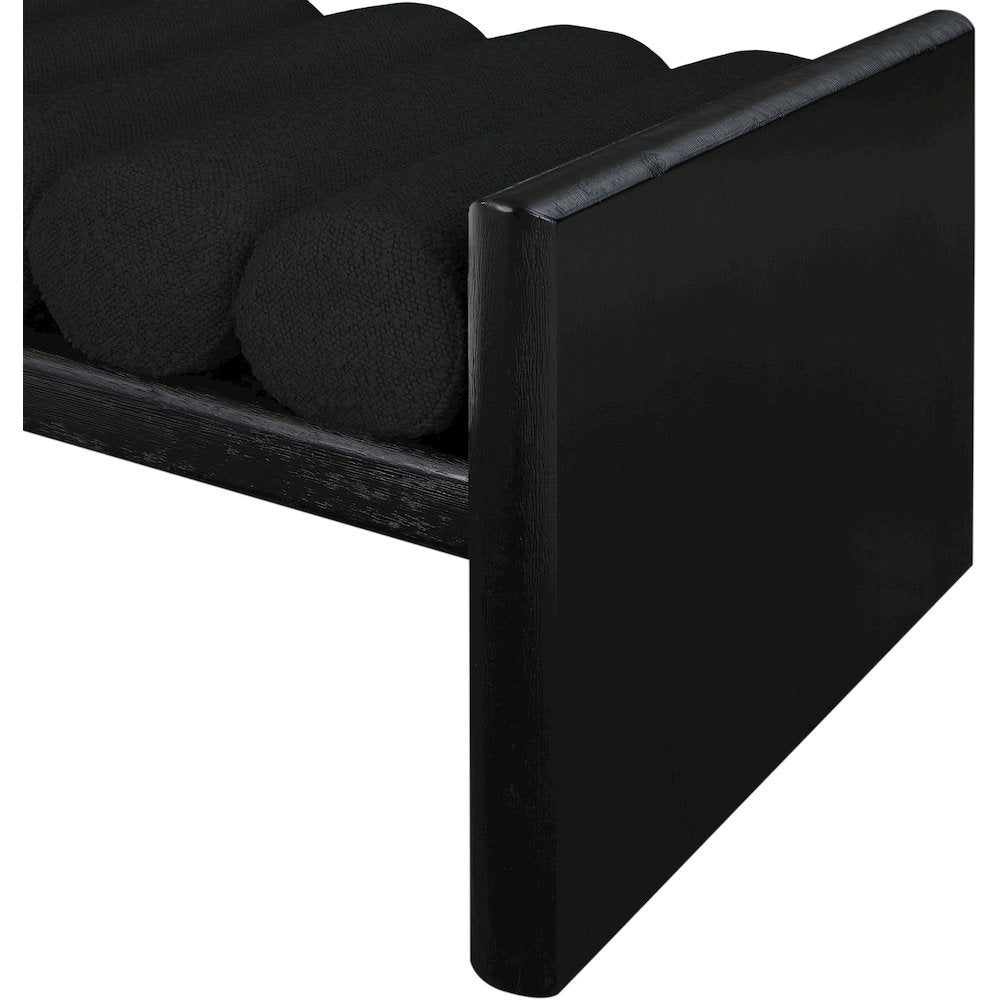 Waverly Black Boucle Fabric Bench