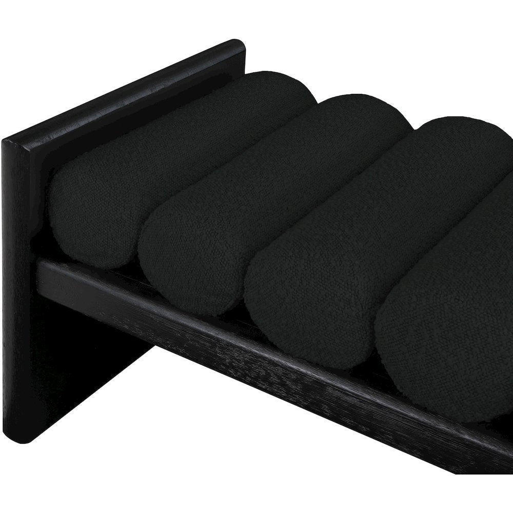Waverly Black Boucle Fabric Bench