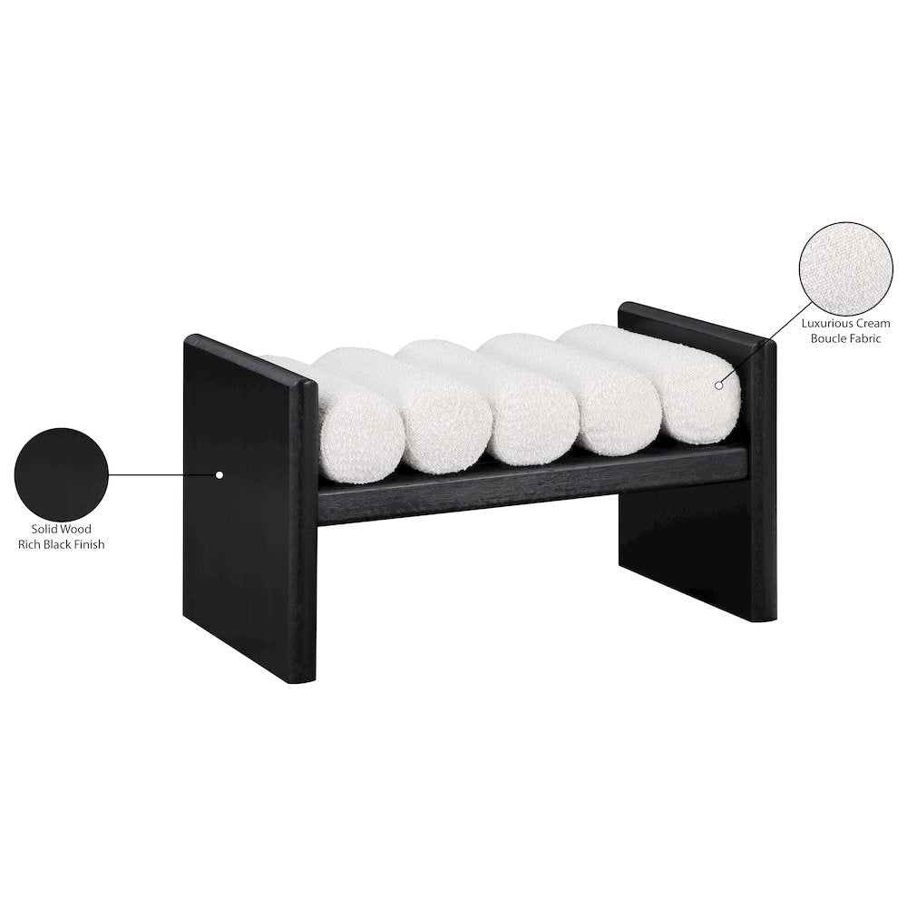 Waverly Cream Boucle Fabric Bench