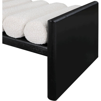 Waverly Cream Boucle Fabric Bench