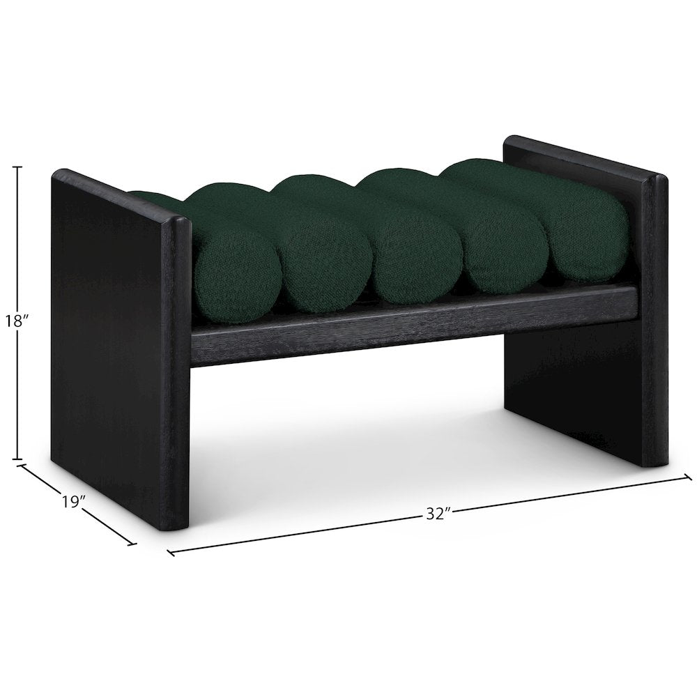 Waverly Green Boucle Fabric Bench