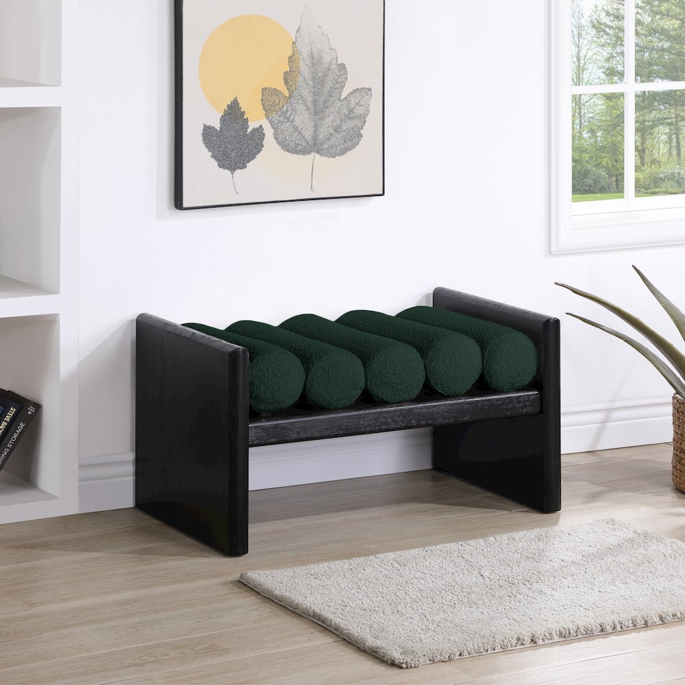 Waverly Green Boucle Fabric Bench