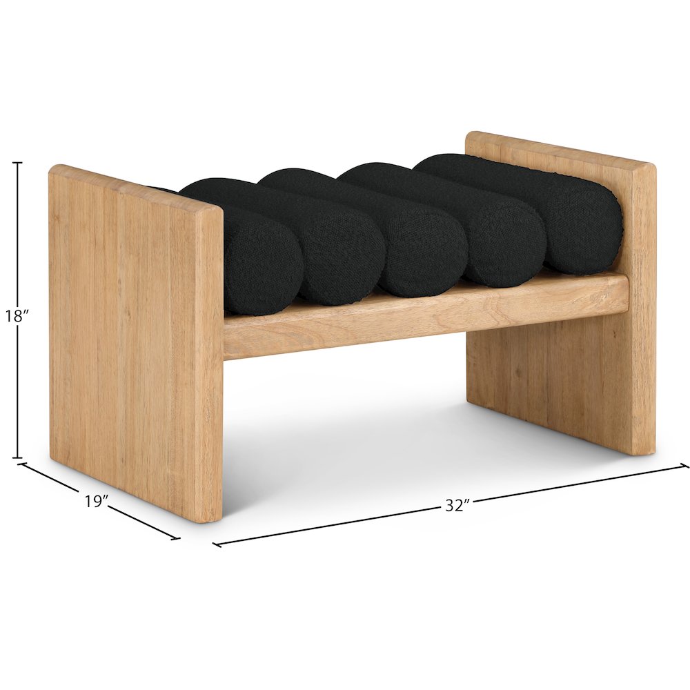 Waverly Black Boucle Fabric Bench