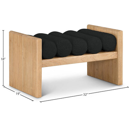 Waverly Black Boucle Fabric Bench