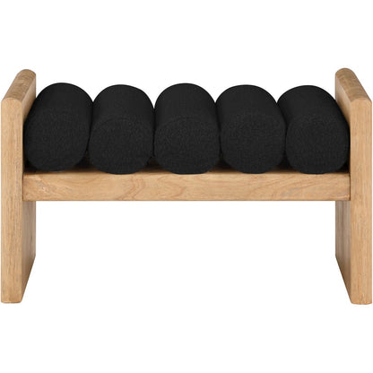 Waverly Black Boucle Fabric Bench
