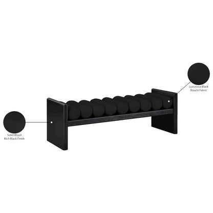 Waverly Black Boucle Fabric Bench