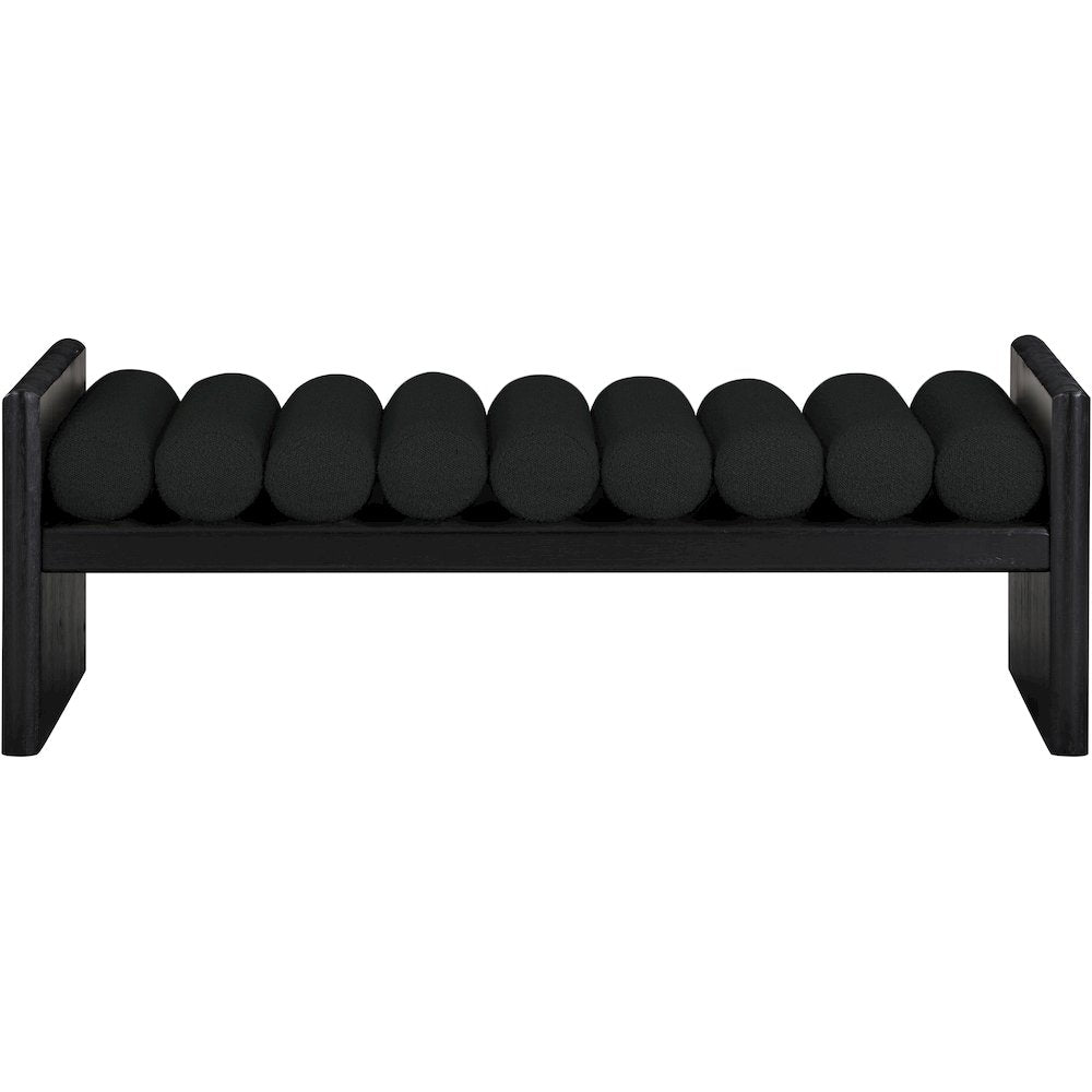 Waverly Black Boucle Fabric Bench