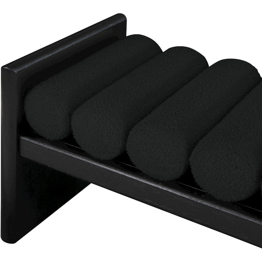 Waverly Black Boucle Fabric Bench