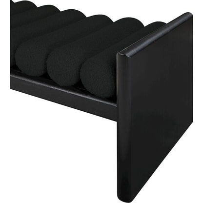 Waverly Black Boucle Fabric Bench
