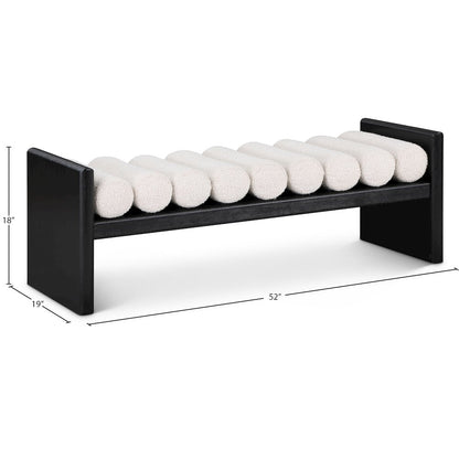 Waverly Cream Boucle Fabric Bench