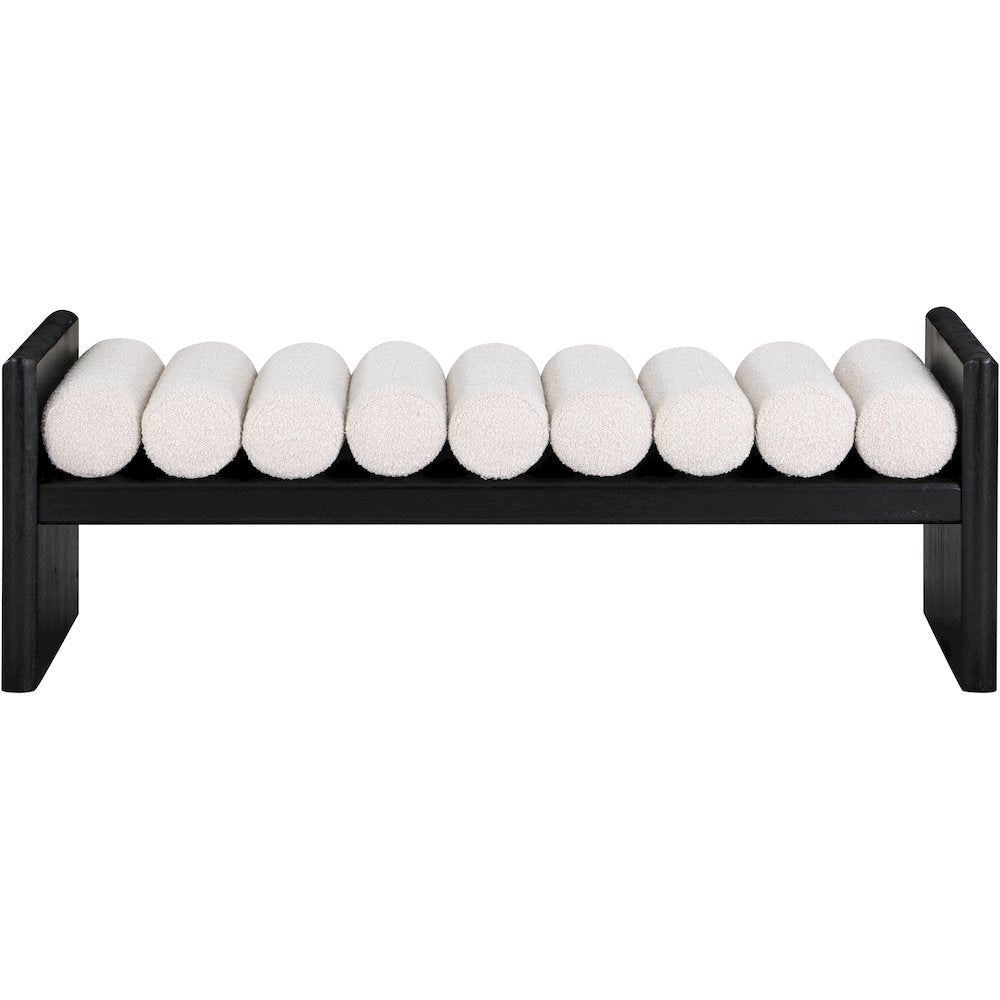 Waverly Cream Boucle Fabric Bench