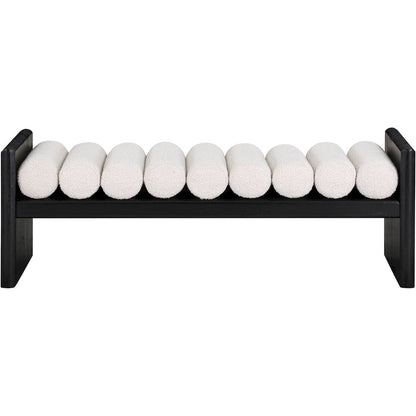 Waverly Cream Boucle Fabric Bench