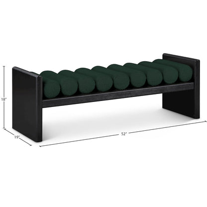 Waverly Green Boucle Fabric Bench