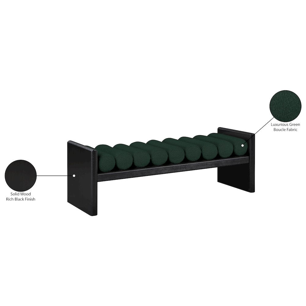 Waverly Green Boucle Fabric Bench