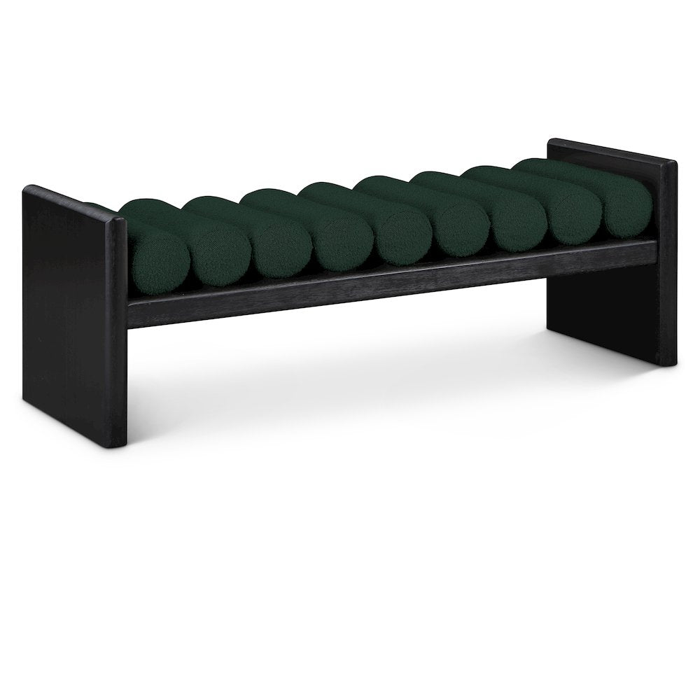 Waverly Green Boucle Fabric Bench