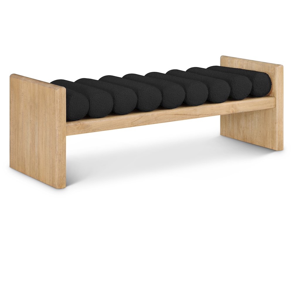 Waverly Black Boucle Fabric Bench