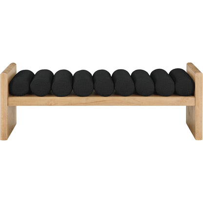 Waverly Black Boucle Fabric Bench