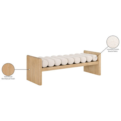 Waverly Cream Boucle Fabric Bench