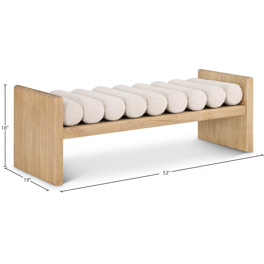 Waverly Cream Boucle Fabric Bench