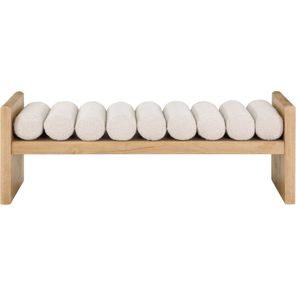Waverly Cream Boucle Fabric Bench