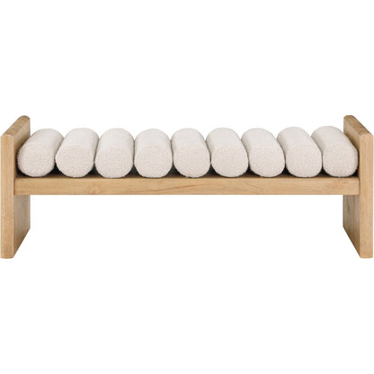 Waverly Cream Boucle Fabric Bench