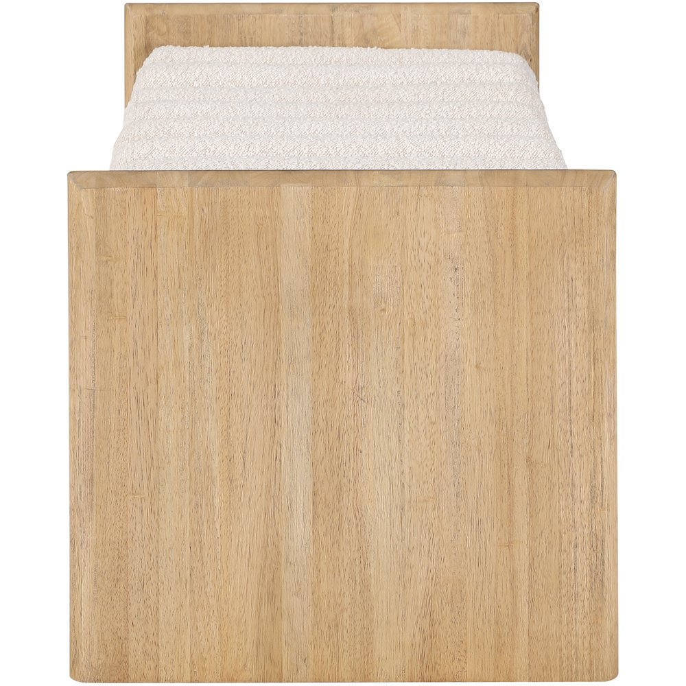 Waverly Cream Boucle Fabric Bench